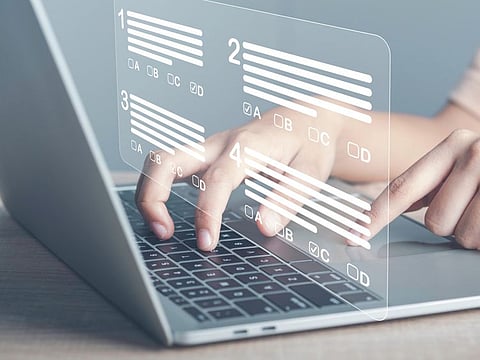 The digital assessments are following a multiple-choice answer format. Image for illustrative purpose only.