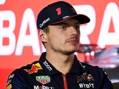 Red Bull Racing's Dutch driver Max Verstappen attends a press conference at the Bahrain International Circuit in Sakhir ahead of the Bahrain Formula One Grand Prix on Thursday.