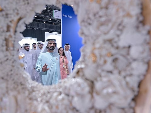 During the tour, Sheikh Mohammed was briefed about the exhibition's key role in cementing Dubai's position as a leading cultural and artistic hub and fostering collaboration with regional and international art institutions and global talent.
