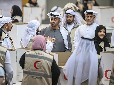 UAE President during his visit to ‘Bridges of Good' campaign in Abu Dhabi.