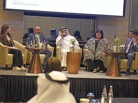 from left Wafaa Al Habach, Dr.Issam Srour, Dr.Mohamad Baniyas, Cindy Bonfini-Hotosz and moderator Tim Sowula:
PHOTO Ahmad Alotbi/Gulf News