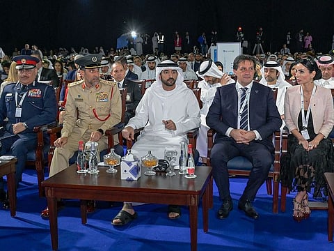 Sheikh Hamdan bin Mohammed bin Rashid Al Maktoum (centre), Crown Prince of Dubai and Chairman of The Executive Council of Dubai, at the opening ceremony of the Summit on Tuesday