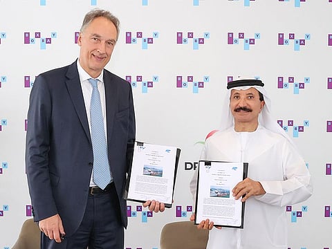 Sultan Ahmed Bin Sulayem, Group Chairman and CEO of DP World (right), and Burkhard Dahmen, Chairman and CEO of SMS group.