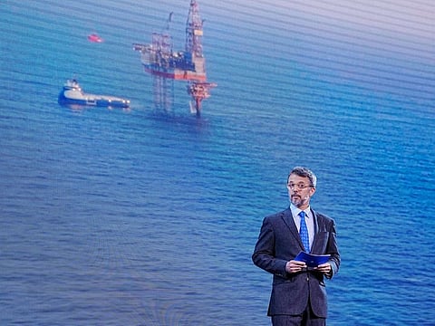 Denmark's Crown Prince Frederik speaks at the launch of Project Greensand, which stores carbon dioxide offshore, in Esbjerg, Denmark March 8, 2023.
