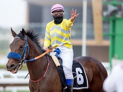 Amal Bint Faisal reacts to her fourth-placed finish on debut on Friday.