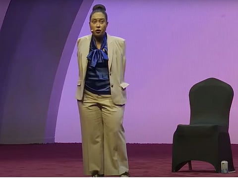 Still from video of Jessica Cox, an American motivational speaker and licensed armless pilot, at the opening session of Zayed Talk