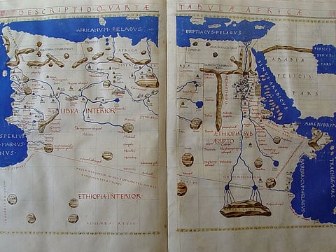 A map from medieval times showing what was once thought to be the extent of north Africa, which is one of the exhibits coming to Sharjah next month