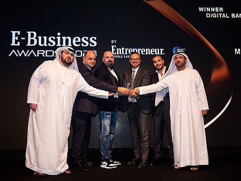Representatives from Al Maryah Community Bank at the E-Business Award 2023 by Entrepreneur Middle East