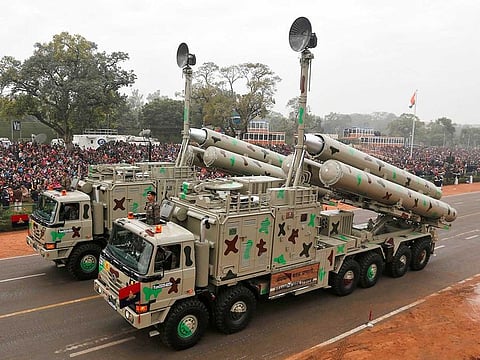 File photo: Indian Army's BrahMos weapon systems are displayed during a full dress rehearsal for the Republic Day parade in New Delhi.