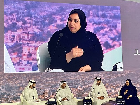 Shaikha Hasan Al Mansory speaks at the Remote Forum in Dubai on Thursday.