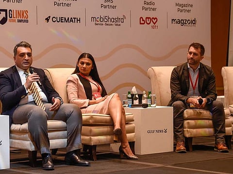Naveed Ejaz, Outreach and Admission Advisor, Zayed University, Dr Fehmida Hussain, Associate Professor, School of Science and Technology, Middlesex University Dubai, and Prof Tadhg O'Donovan, Deputy Vice Principal, Heriot-Watt University Dubai during the panel discussion on the second day