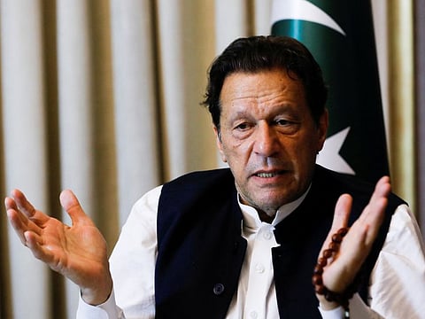 Former Pakistani Prime Minister Imran Khan speaks with Reuters during an interview, in Lahore, Pakistan March 17, 2023.