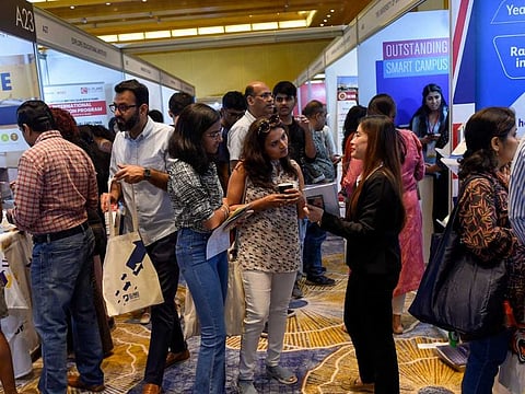 Visitors exploring courses and degrees at Gulf News Edufair