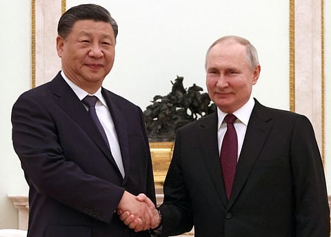 Russian President Vladimir Putin meets with China's President Xi Jinping at the Kremlin in Moscow on March 20, 2023.