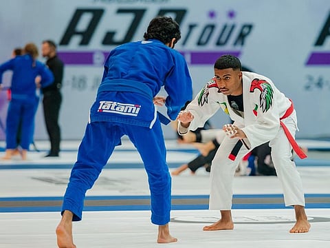 Action during the AJP Tour Abu Dhabi International Pro Jiu-Jitsu Championship at Mubadala Arena.