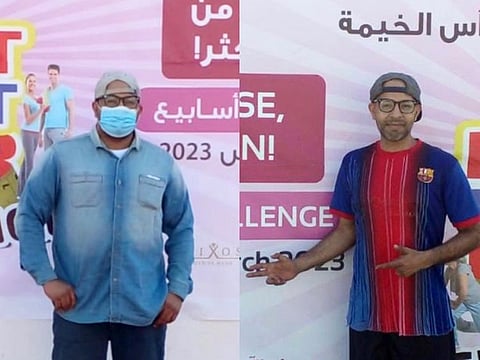 Thani Mohamed Alghafry on the first and last day of the challenge