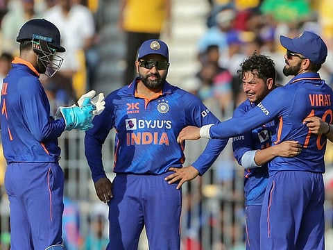 Indian captain Rohit Sharma (centre) defends his players after the series loss against Australia.