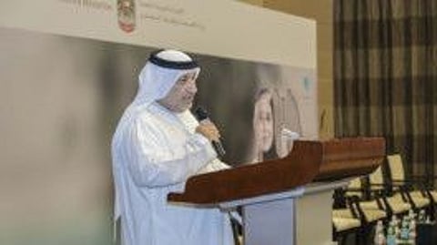 Dr Salem Al Darmaki, advisor to the Minister of Health and Prevention, speaking at the national workshop in Abu Dhabi to explore further avenues for developing Hayat