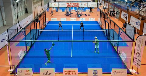 Action from the opening day of the Nad Al Sheba Sports Tournament on Thursday.