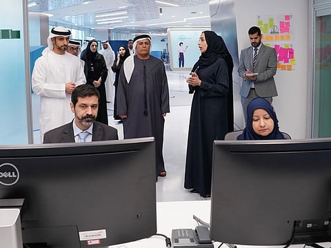 Mattar Al Tayer and other RTA officials during a tour of the new Comprehensive Digital Experience Lab.
