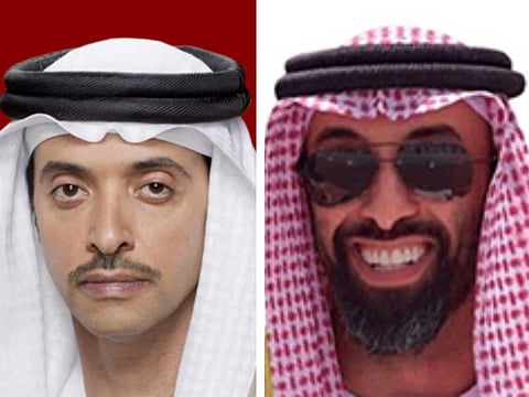 File photos of Sheikh Hazza bin Zayed Al Nahyan, left, and Sheikh Tahnoun bin Zayed Al Nahyan