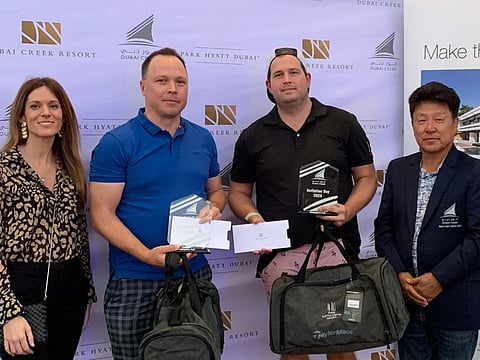 Invitation Day winners photo from the left Marta Boixader (Real Estate Sales Manager at Caminal Golf & Wellness), Anders Kron (Overall Winner), John Borjesson (Overall Winner) & Gene Cha (Men’s Captain)