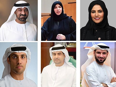 (From top clockwise) Sheikh Ahmed bin Saeed Al Maktoum, Sabreen Al Yammahi, Naemah Al Sharhan, Saeed Al Janahi,  Youssef Saeed Al-Abri and Salem Humaid AlMarri.