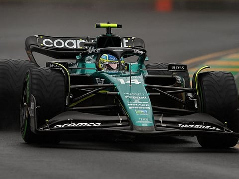 Aston Martin's Fernando Alonso during the second practice session of the Australian Grand Prix at the Albert Park Circuit in Melbourne on Friday.