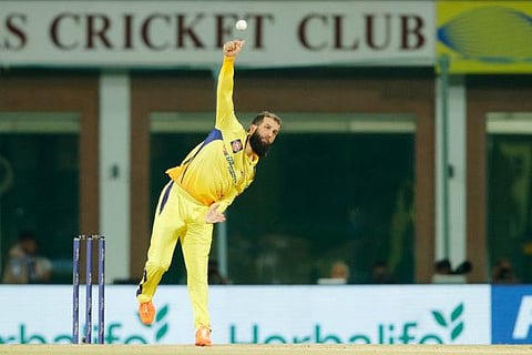 Chennai Super Kings's Moeen Ali in action during the match against Lucknow Super Giants in the Indian Premier League at MA Chidambaram Stadium, in Chennai on Monday.