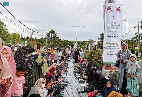 Indonesia's Muslims attend the large Iftar banquet.