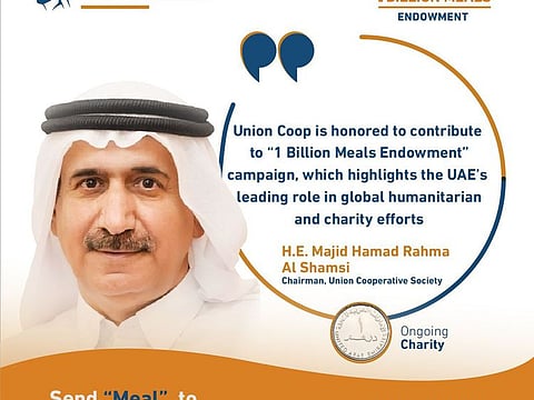 Union Cooperative Society on Thursday announces its contribution of Dh10 million towards the ‘1 Billion Meals Endowment’ campaign,