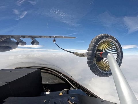 An aircraft of the Air Force under the Eastern Theatre Command of China's People's Liberation Army (PLA) attends a combat readiness patrols and "Joint Sword" exercises around Taiwan, from an undisclosed location in this handout image released on April 8, 2023.