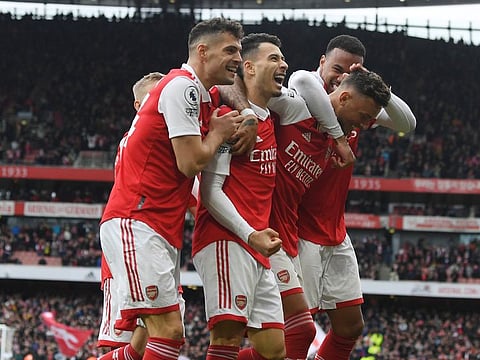 Flying high... Arsenal are currently top of the English Premier League table. They face Liverpool at Anfield tomorrow.
