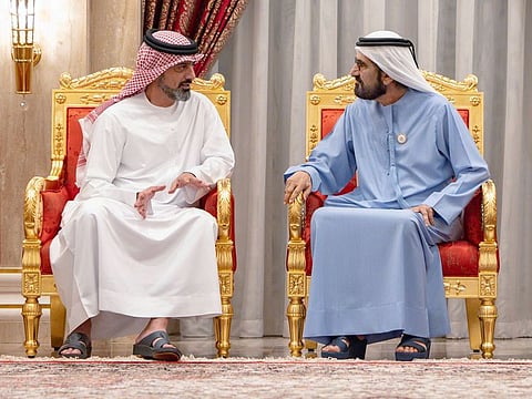 (right) His Highness Sheikh Mohammed bin Rashid Al Maktoum with Sheikh Ammar bin Humaid Al Nuaimi