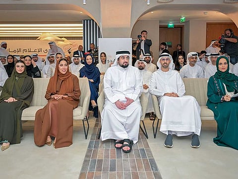 Sheikh Ahmed bin Mohammed bin Rashid Al Maktoum, Chairman of the Dubai Media Council (DMC), during the Emirati Media Forum.