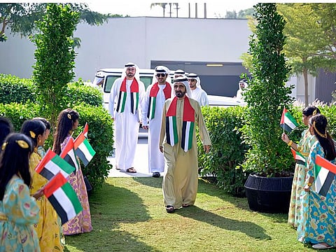 His Highness Sheikh Mohammed bin Rashid Al Maktoum, Vice President and Prime Minister of the UAE and Ruler of Dubai, arrives to chair the UAE Cabinet meeting at Al Zorah Natural Reserve in Ajman, in December 2022