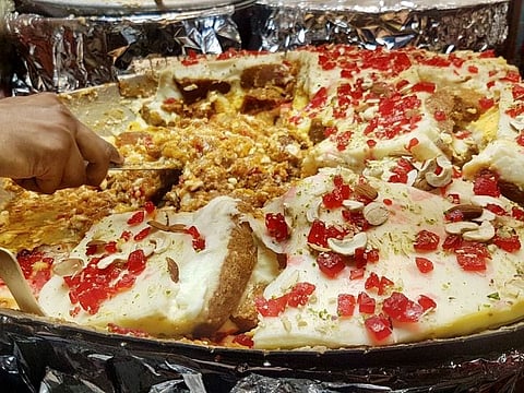 Hot and succulent shahi tukda served with homemade mango ice-cream is a must have.