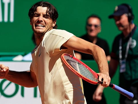 USA's Taylor Fritz reacts after winning during his match against Greece's Stefanos Tsitsipas during the Monte Carlo Masters on Friday.