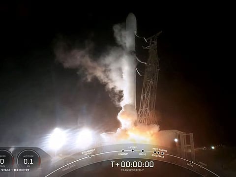 Screen grab of SpaceX rocket launch from California carrying DEWA SAT-2 on Saturday