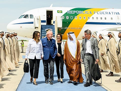 (second from left) Luiz Inácio Lula da Silva, President of Brazil, arrives in UAE