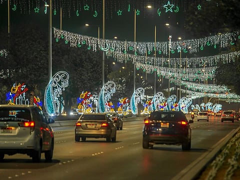 With roads bedecked with lights and decorations, Abu Dhabi wears a festive look.