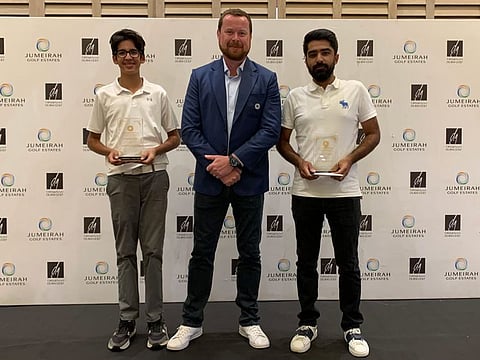 Ayaan Khanna (Winner), Jonathan Hall (Men’s Captain) and Raghav Malik (Winner)