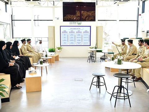 Top Dubai Police officials at a meeting to review the 'Live Tips' initiative in Dubai.