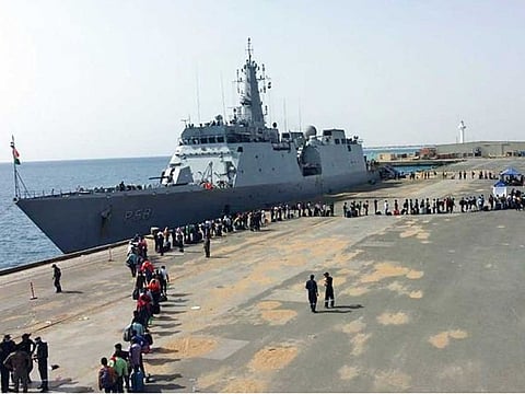 The first batch of stranded Indians leave Sudan under Operation Kaveri on Tuesday, April 25, 2023. INS Sumedha with 278 people onboard departs Port Sudan for Jeddah.
