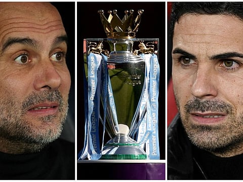 Manchester City manager Pep Guardiola (left) and Arsenal manager Mikel Arteta will be aiming to be decisive in the title charge