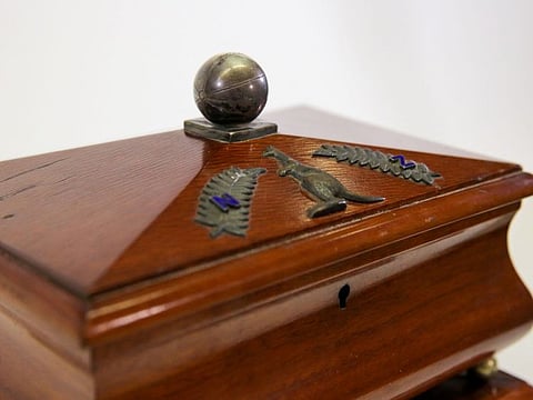 The century-old Australia and New Zealand ANZAC Soccer Ashes trophy, that was last sighted in 1954, in Sydney.
