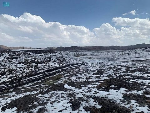 Residents of Najran have been enjoying the snow-like scenery, taking photographs and spending quality time with family and friends.