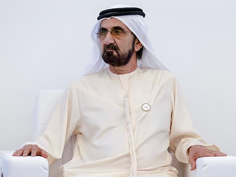 His Highness Sheikh Mohammed bin Rashid Al Maktoum, Vice President and Prime Minister of the UAE and Ruler of Dubai, at Mohammed Bin Rashid Space Centre in Dubai on Wednesday