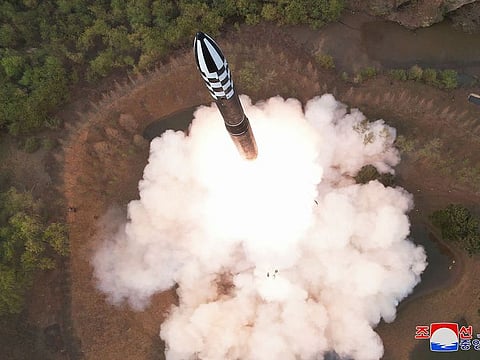 A test-fire of the new Hwasongpho-18 ICBM at an undisclosed location in North Korea.