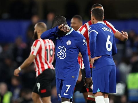 Chelsea's N'Golo Kante looks dejected after the match against Brentford.